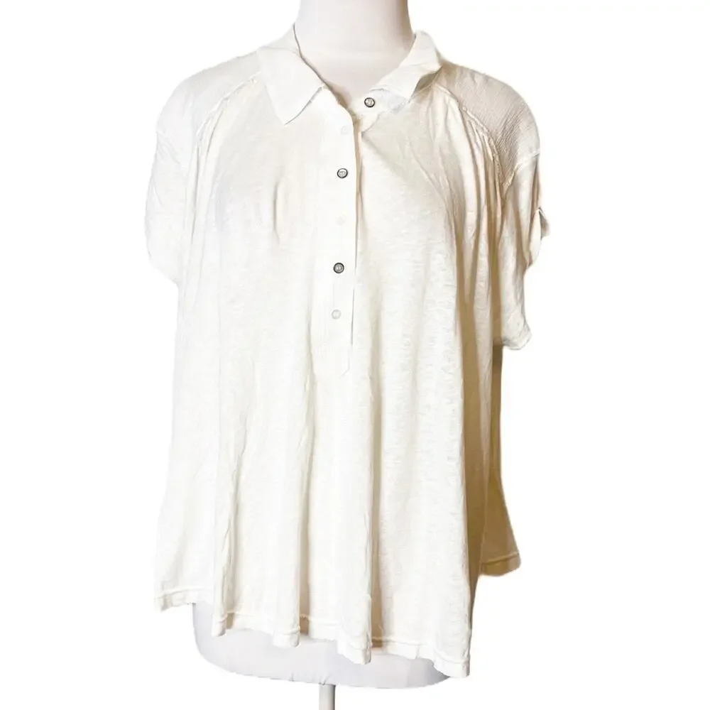 Free people Low Down Henley Top white sz M